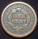 1846 BRAIDED HAIR CORONET LARGE CENT in a nice VF 