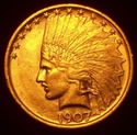 1907  $10 INDIAN HEAD GOLD EAGLE BU 1st Year KEY C