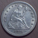 1876 Strong AU DETAILS SEATED LIBERTY QUARTER DOLL