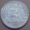 1876 Strong AU DETAILS SEATED LIBERTY QUARTER DOLL