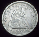 1854 Strong AU DETAILS SEATED LIBERTY QUARTER DOLL