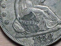 1858 SILVER SEATED LIBERTY HALF DOLLAR Strong AU w