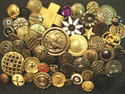 (#366) Lot of 53 Old Antique Gold Tone Metal Butto
