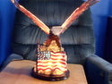 Lighted American Eagle w/Flag statue