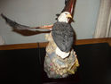 Lighted American Eagle feeding baby statue