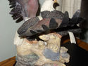 Lighted American Eagle feeding baby statue
