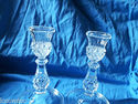 Vintage Crystal Etched Glass Candlesticks MINT CON