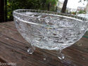 Crystal Cut Glass Three-Footed Etched Bowl 6 1/4" 