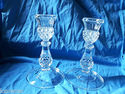 Vintage Crystal Etched Glass Candlesticks MINT CON