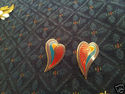 Woman's "Dove Heart" Pierced Earrings with Enamel 