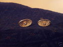 Pair Oval Shaped Gold-Plated Cufflink with CZ Ston