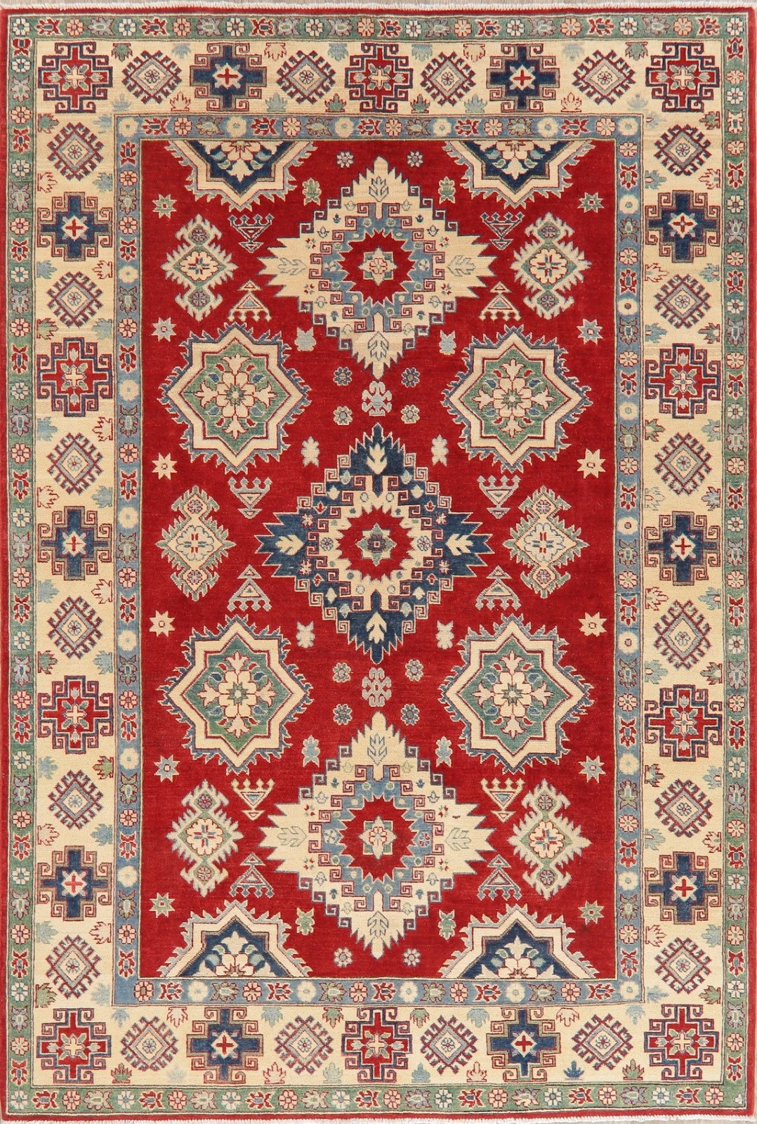 NEW 7x10 HandKnotted Wool Oriental Rug Super Kazak BOLD RED Handmade