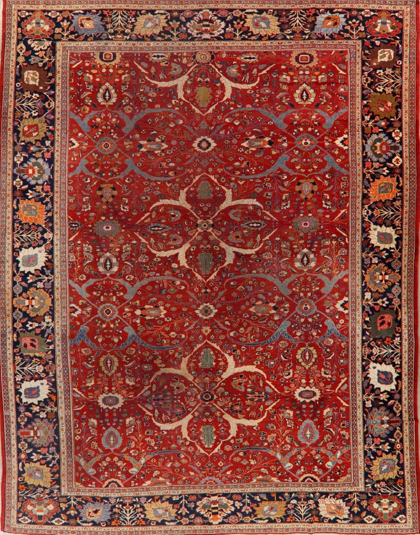 Pre1900 Antique Museum Vegetable Dye Sultanabad Ziegler Large Area Rug
