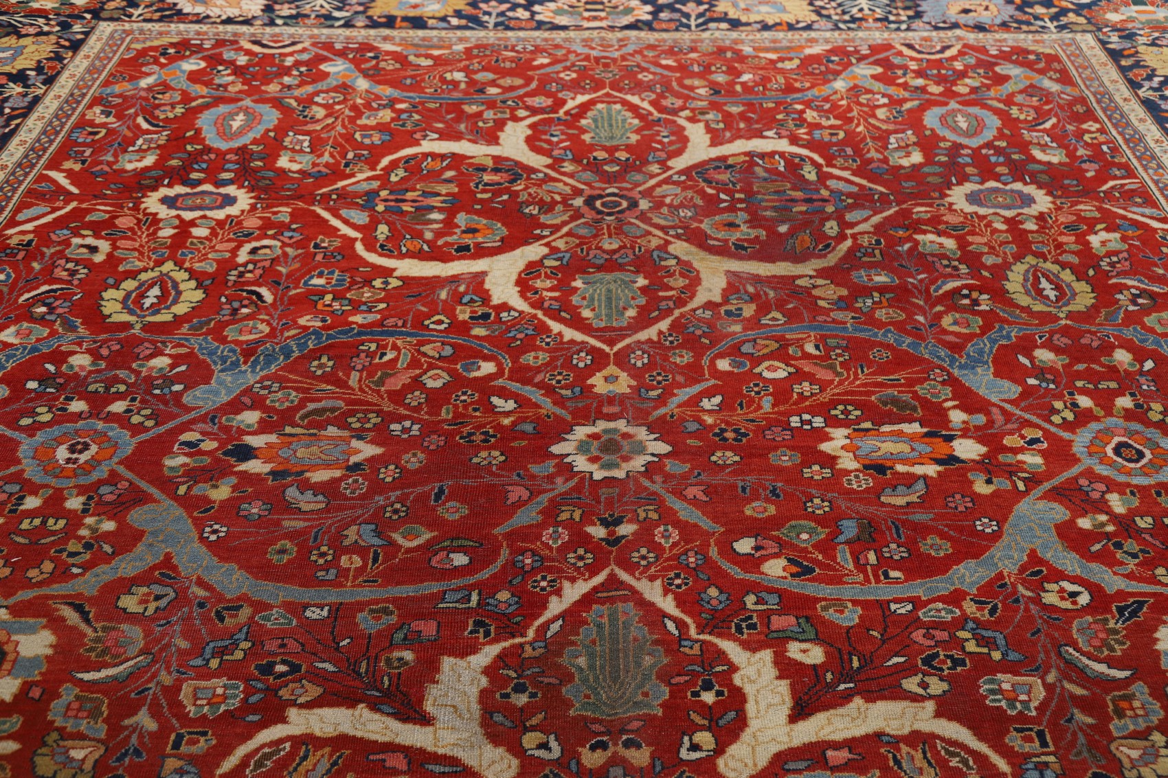 Pre1900 Antique Museum Vegetable Dye Sultanabad Ziegler Large Area Rug