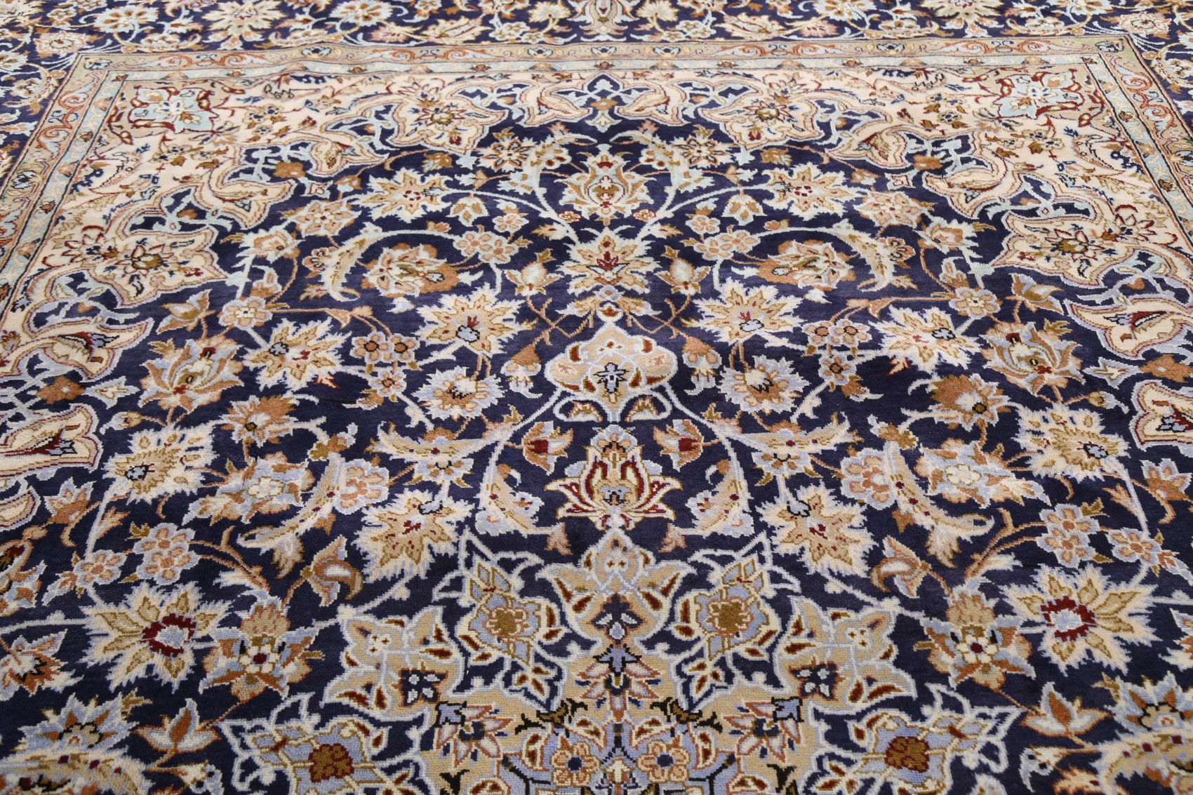 Vintage Navy Blue Floral Najafabad Area Rug Traditional ...