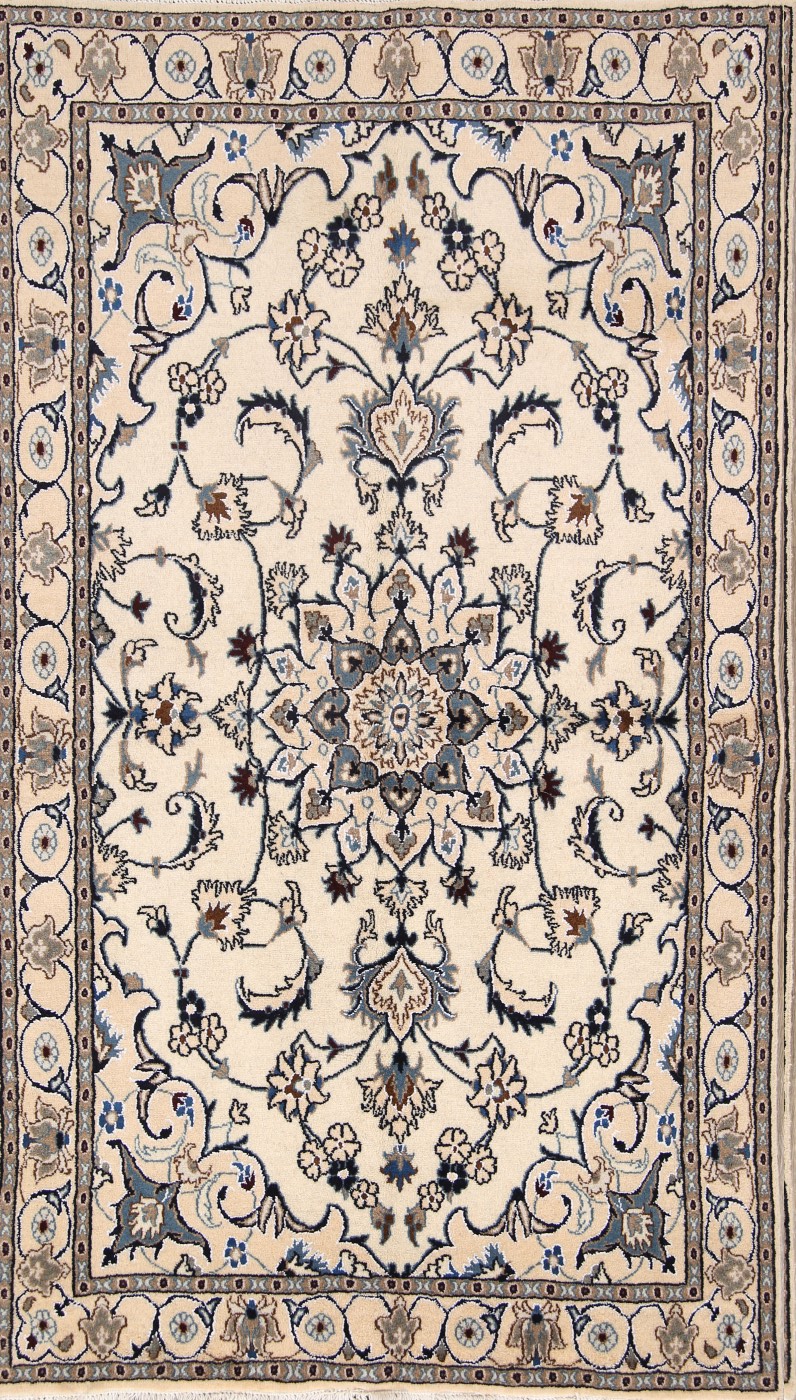 Wool&Silk Light Color Floral Nain Najafabad Oriental ...