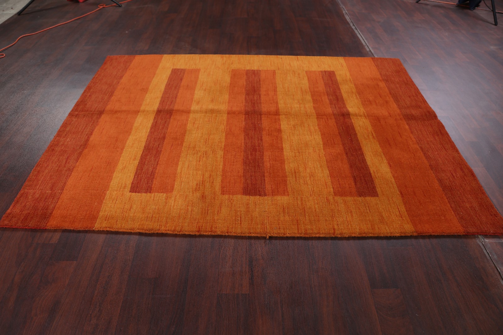 100 Wool Striped Design Rust/Orange Modern 6x8 Gabbeh Indian Oriental Area Rug 680017715281 eBay