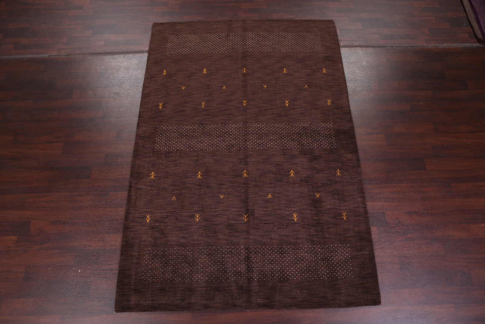 Contemporary Dark Brown Soft Pile Modern Gabbeh Oriental Area Rug Wool