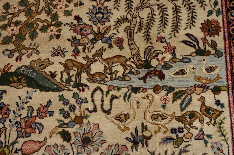 ANTIQUE ANIMAL DESIGN 11X15 TABRIZ PERSIAN ORIENTAL RUG WOOL CARPET