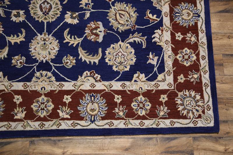 Wool Classic Floral Royal Blue Square 10x10 Oushak Agra 