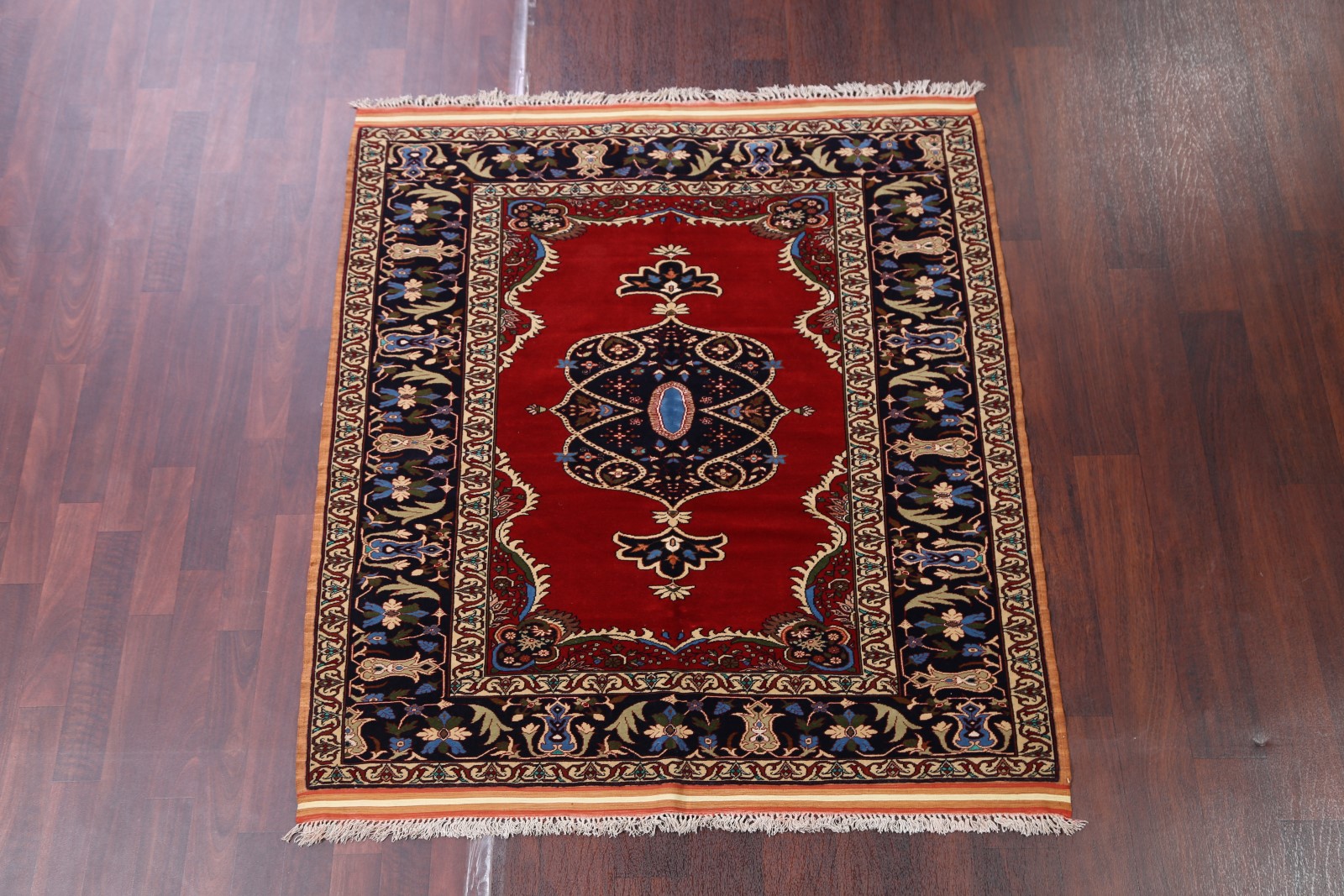 Wool/Silk Square 5x5 Traditional Oriental Area Rug Floral HandKnotted