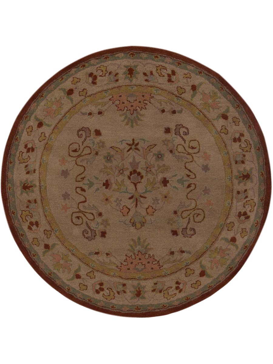 Hand Tufted Classic Floral 8 ft Round Oushak Area Rug Dinning Room Wool