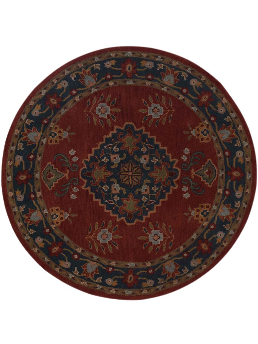 100 Wool Geometric Hand Tufted Round 8x8 Khotan Agra Oriental Area Rug
