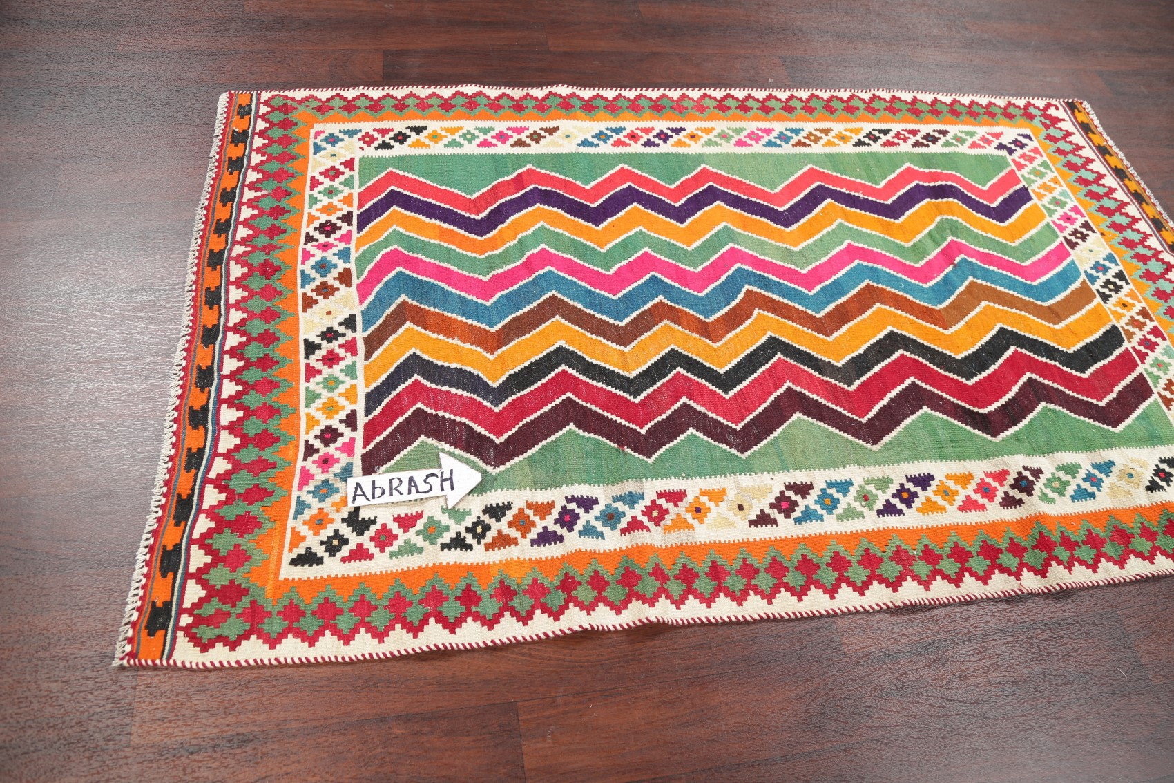 Zig/Zag Design Colorfull Kilim Abadeh Oriental HandWoven 4'x7' Wool Area Rug eBay