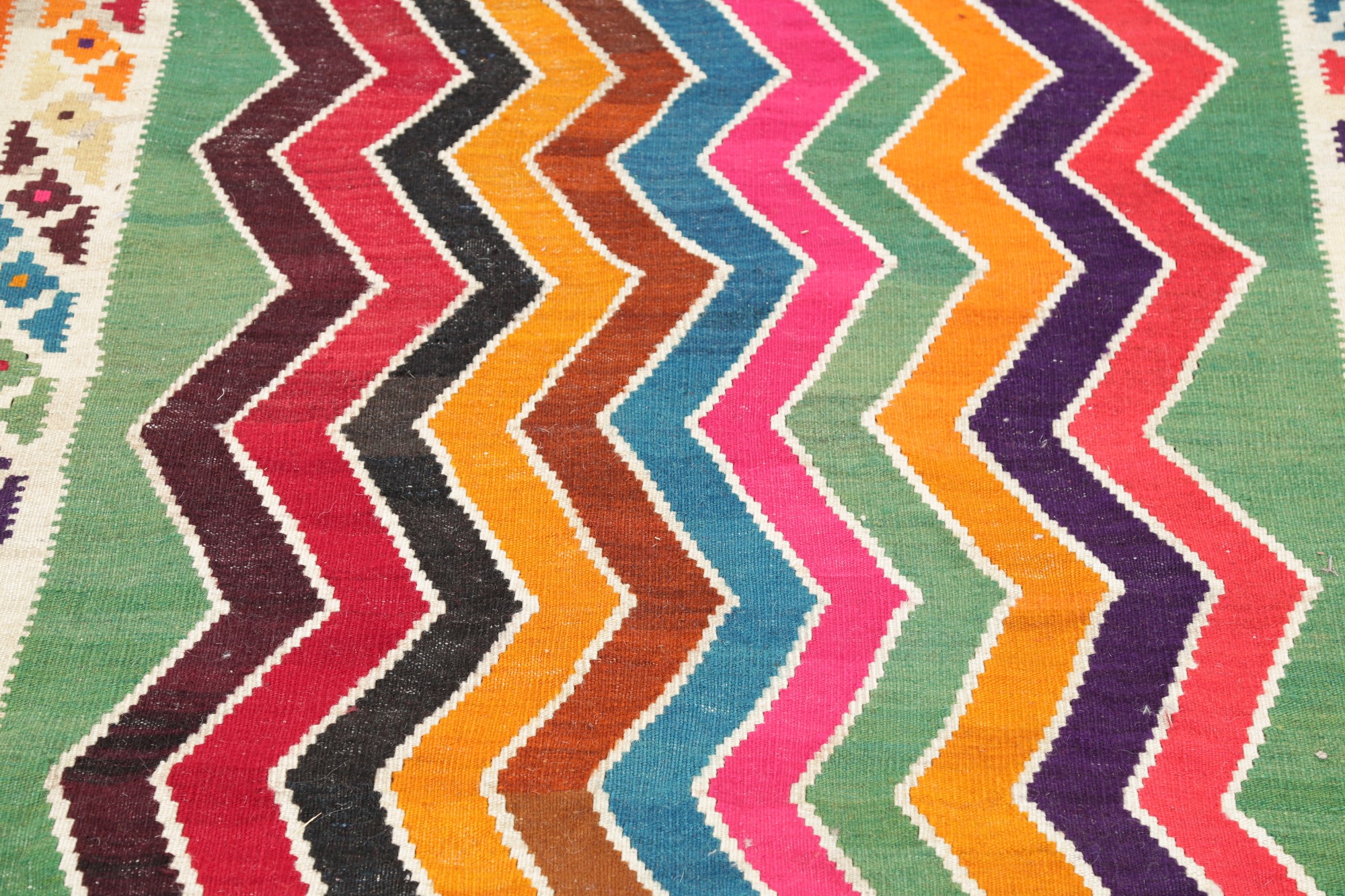 Zig/Zag Design Colorfull Kilim Abadeh Oriental HandWoven 4'x7' Wool Area Rug eBay