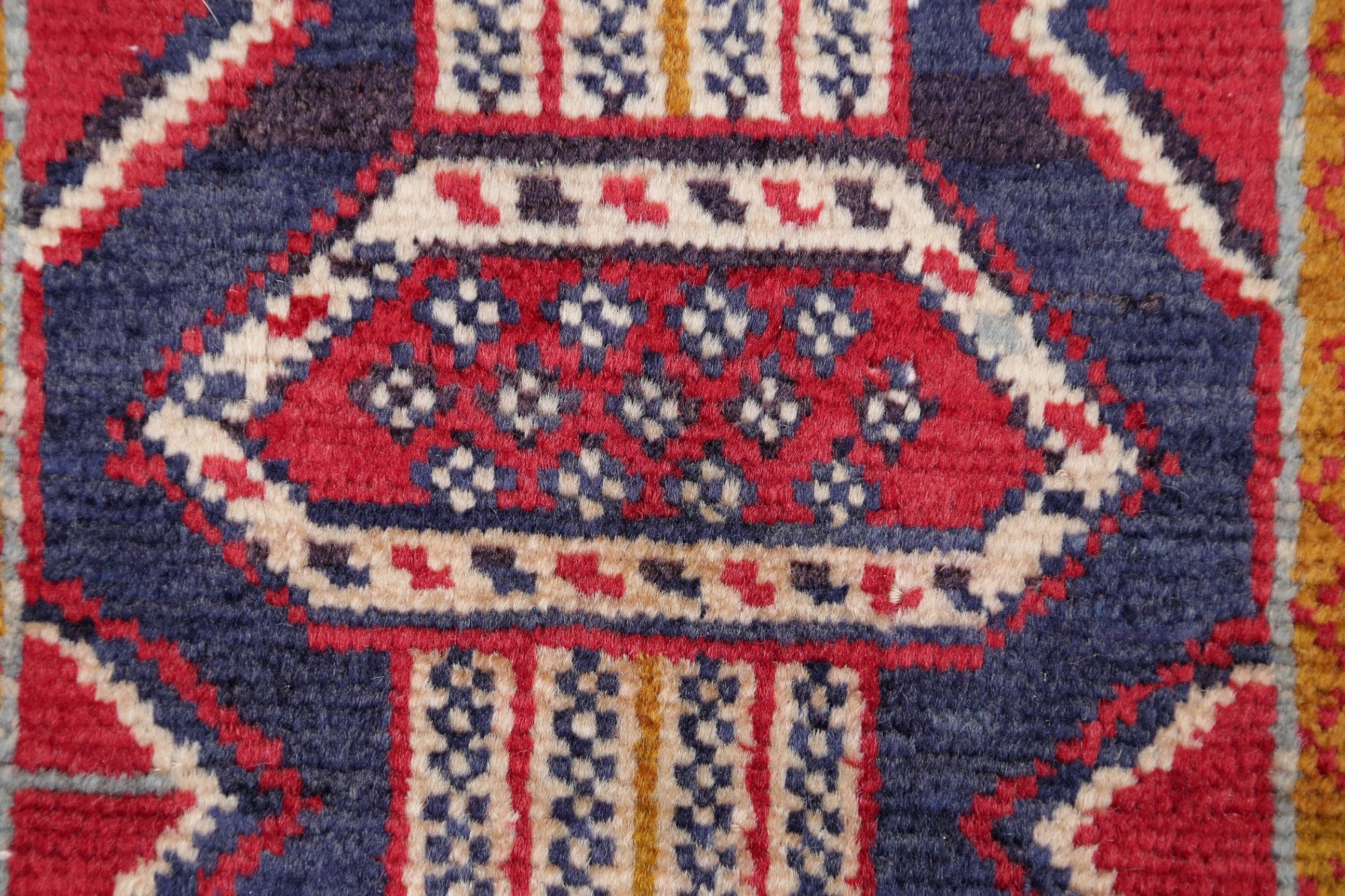 GEOMETRIC 2x3 Afghan Oriental HandKnotted Red & Navy Blue Kitchen Rug