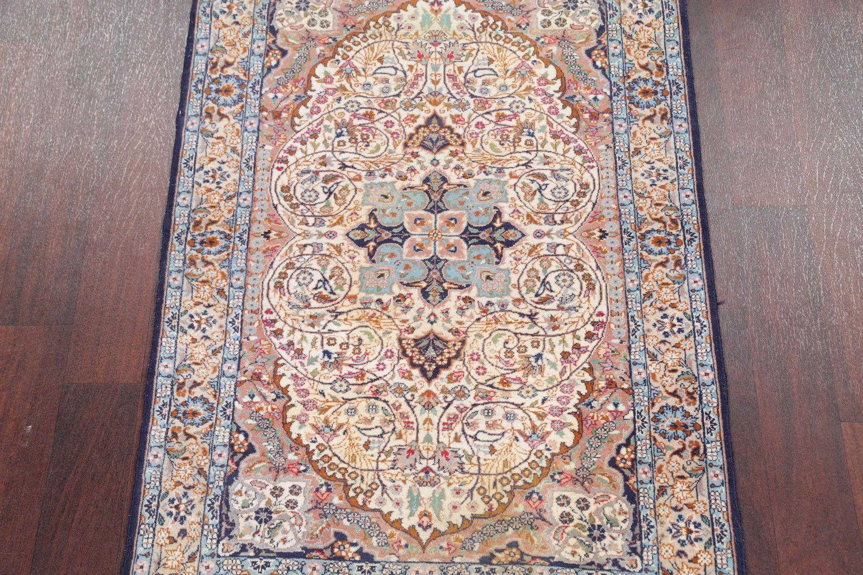 Vintage Floral Light Beige Tuscan Oriental Hand Knotted Wool