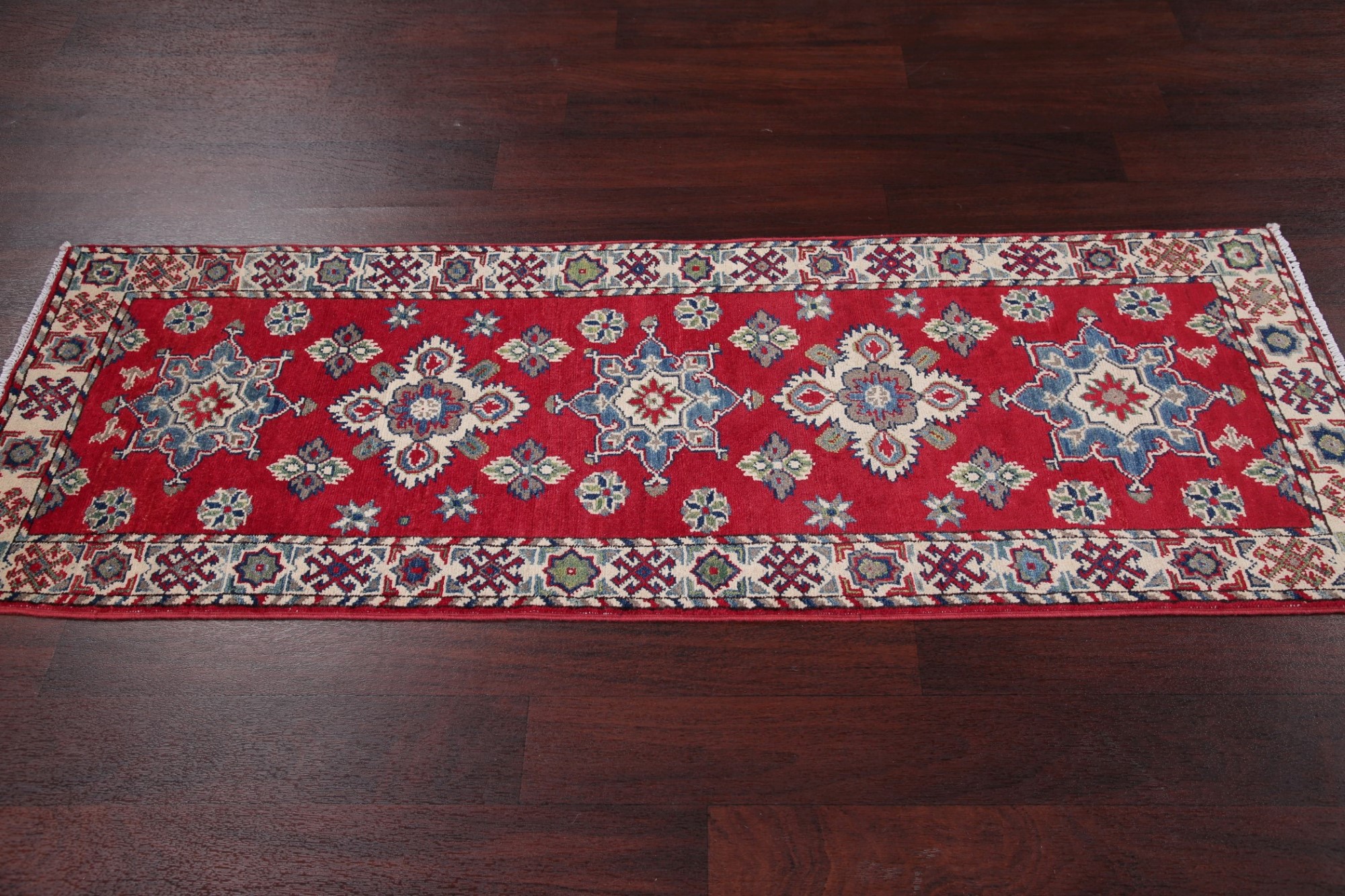 NEW 6 ft RED Runner Pakistan Kazak Oriental HandKnotted Wool Geometric