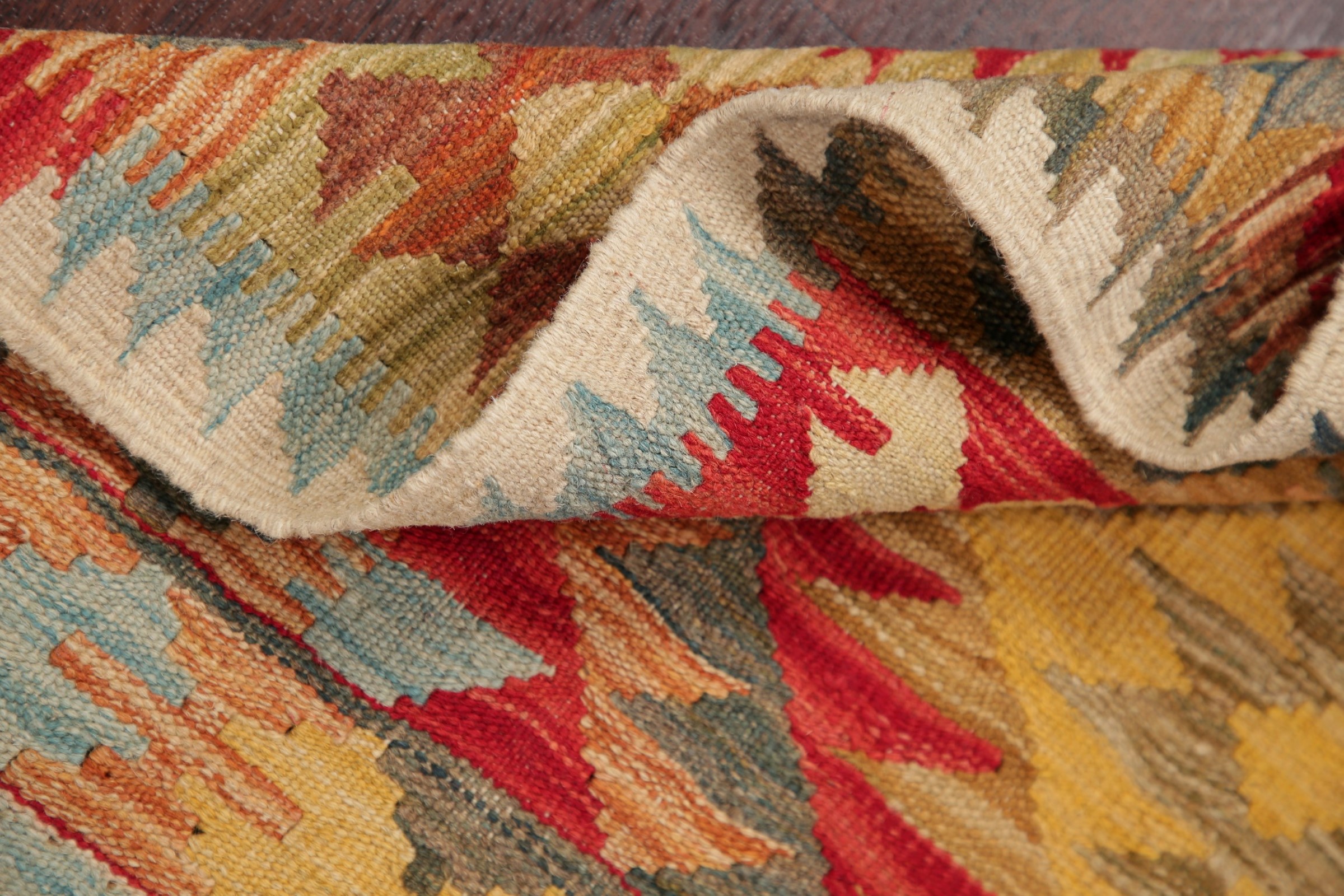 3'x3' Flat-Weave Turkish Kilim Rug Vintage Style Geometric Oriental