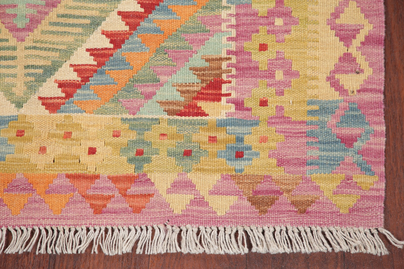 Pastel Color LAVENDER PINK Turkish Kilim Vintage Style Oriental Area