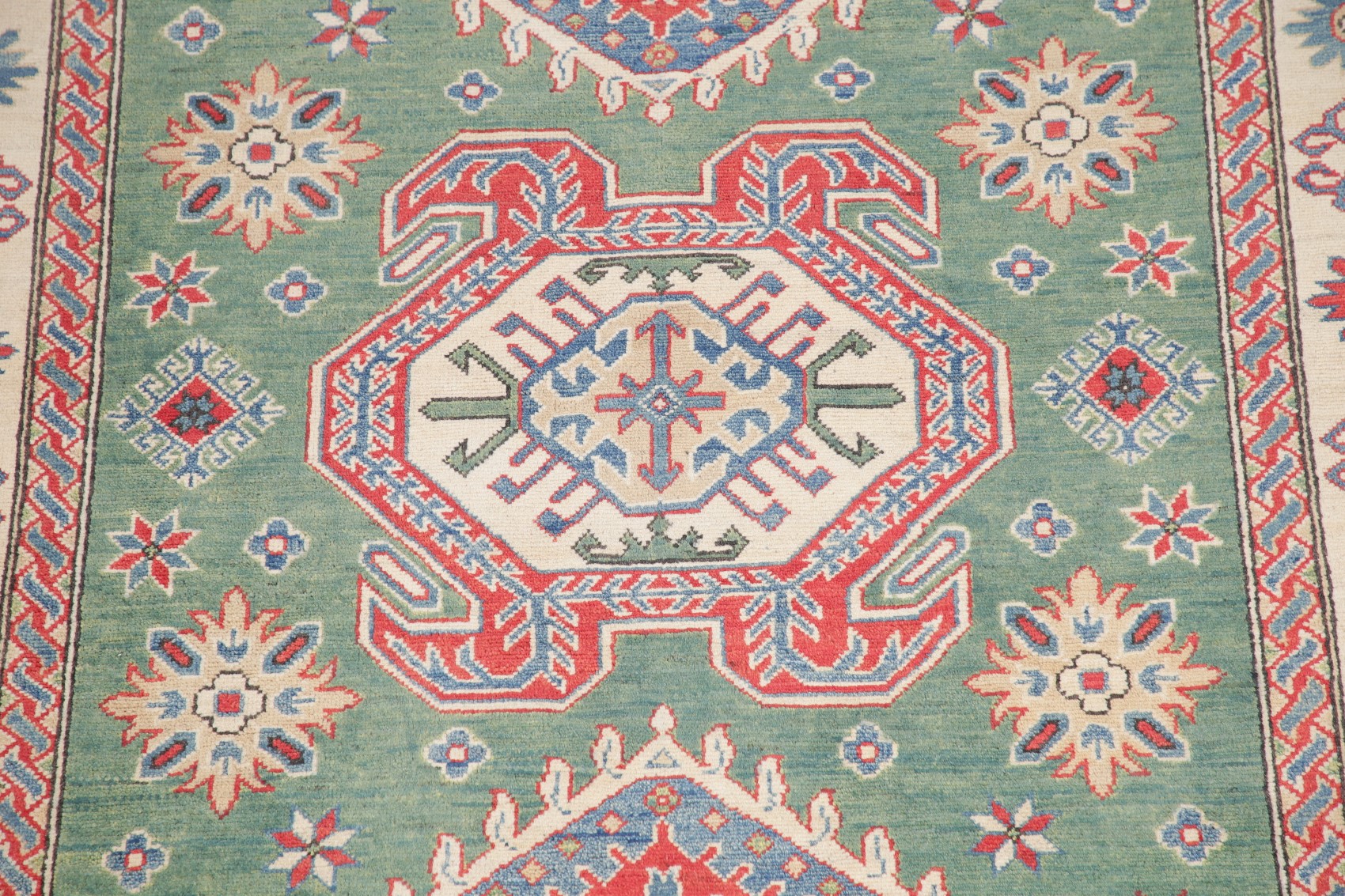 NEW Geometric GREEN Super Kazak Oriental Area Rug Hand ...