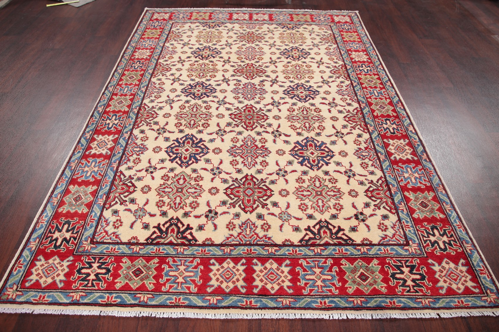 5' x 8' Geometric IVORY Super Kazak Pakistan Oriental Area Rug Hand