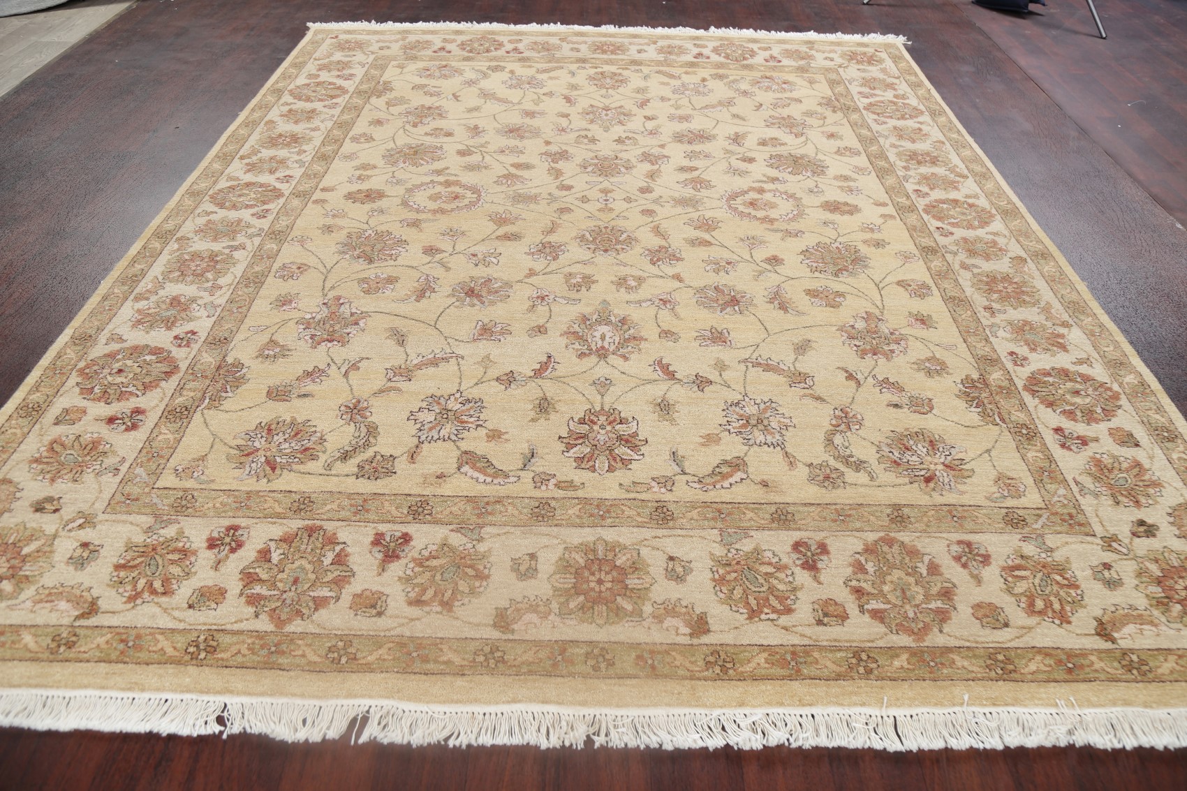 All-Over Floral Assorted Tan Camel Agra Oriental Area Rug Hand-Knotted ...