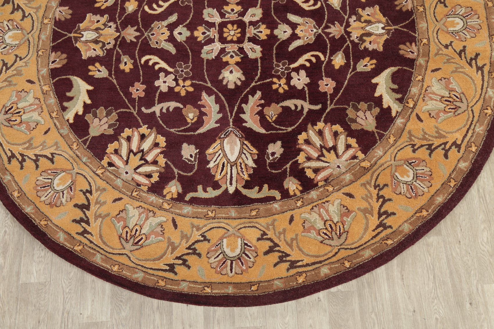 Allover Floral Dark Purple 10 ft Round Oushak Oriental Area Rug Hand