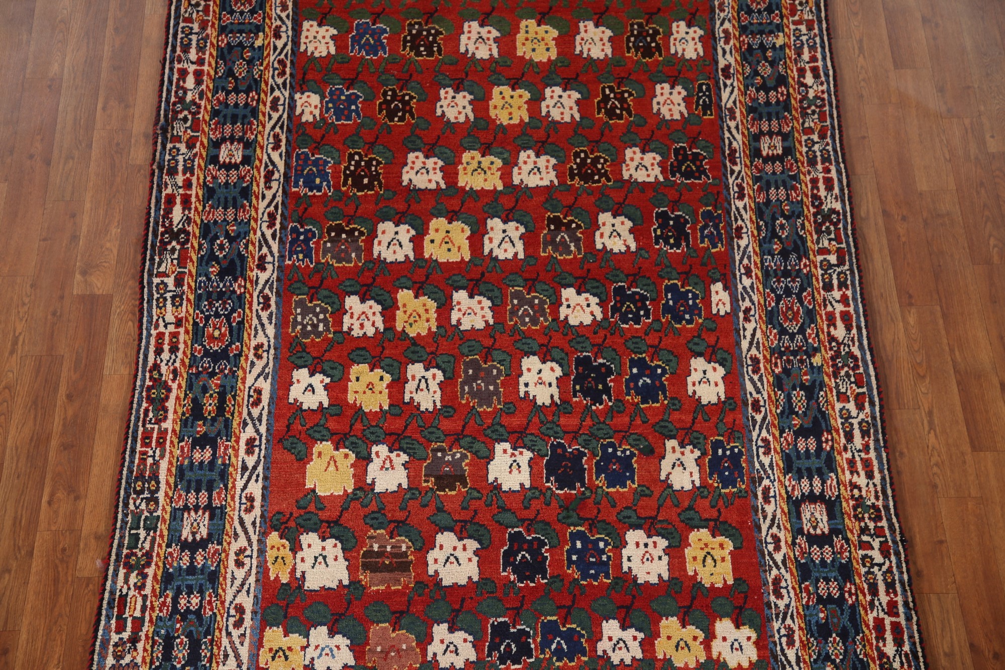 3x4 Red Blue Floral Handmade Area Colorful Afghan Rug, Small