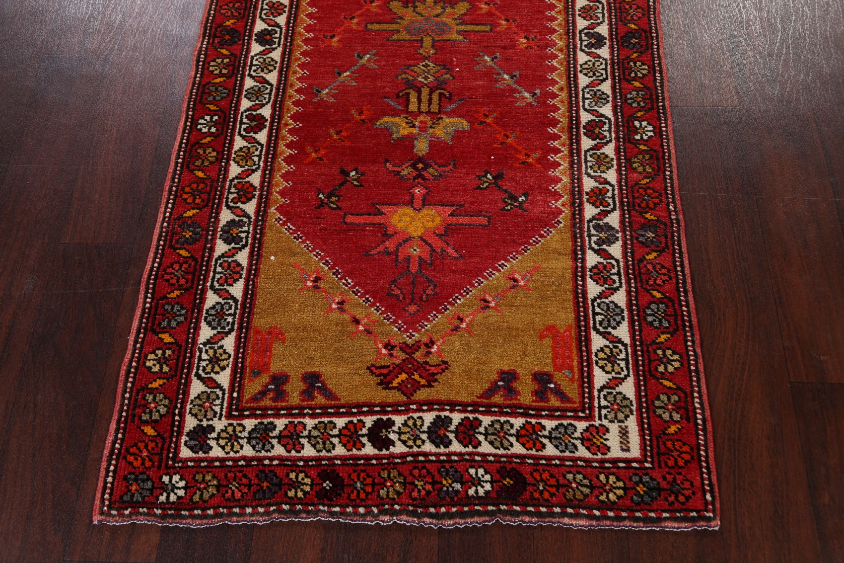 Red 12 ft Runner Oushak Turkish Hall-Way Rug Vegetable Dye ...