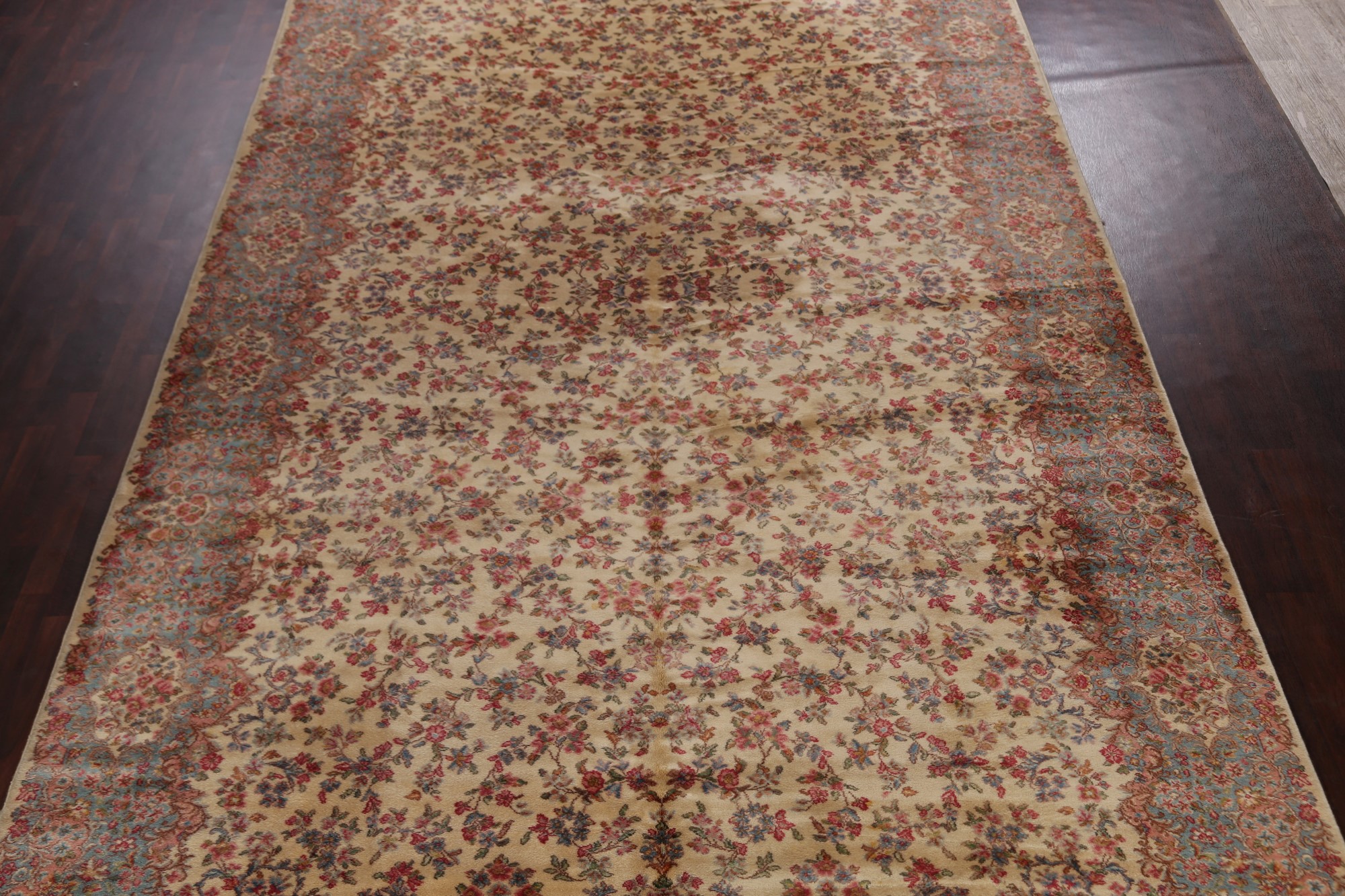 Traditional Floral IVORY Kirman Karastan USA Oriental Area Rug Large