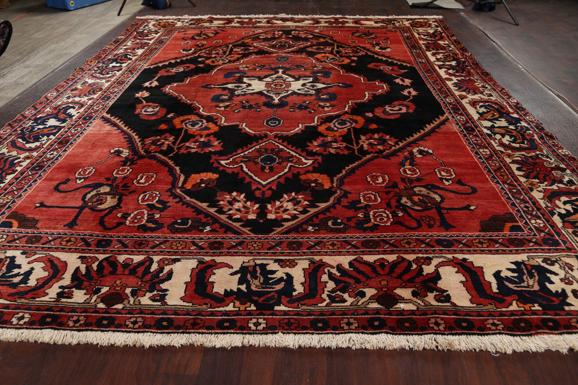 Vintage Vegetable Dye Bakhtiari Large Area Rug Handknotted Oriental