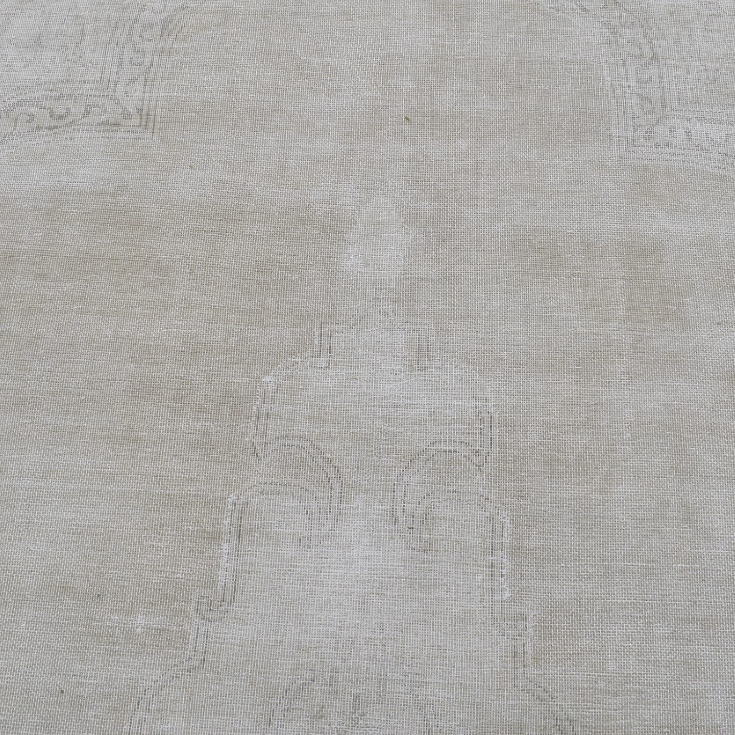 Muted Antique Geometric Kirman Oriental Area Rug Distressed Low Pile