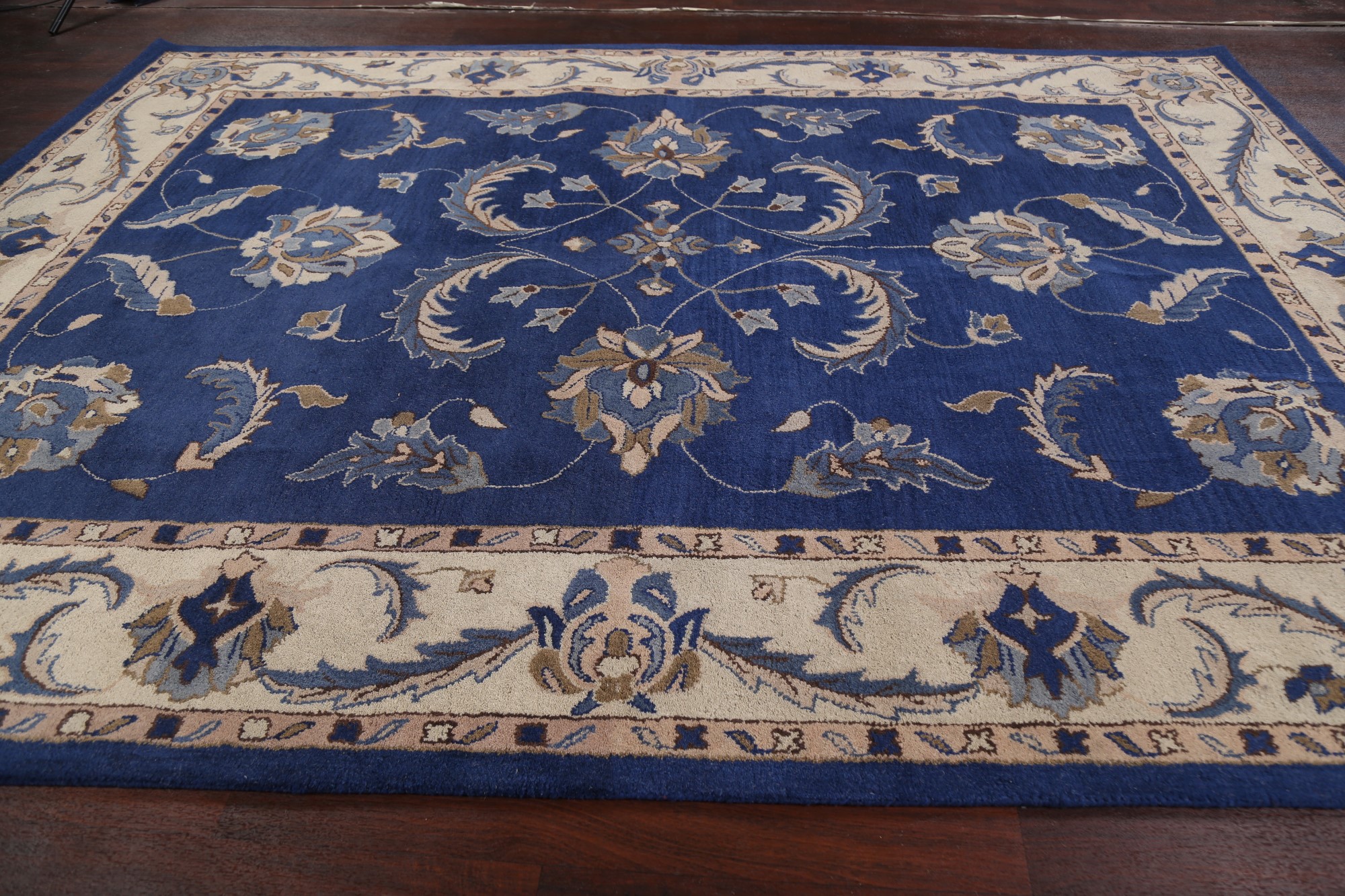 NAVY BLUE Floral Traditional Oriental Area Rug Hand-tufted Wool Carpet