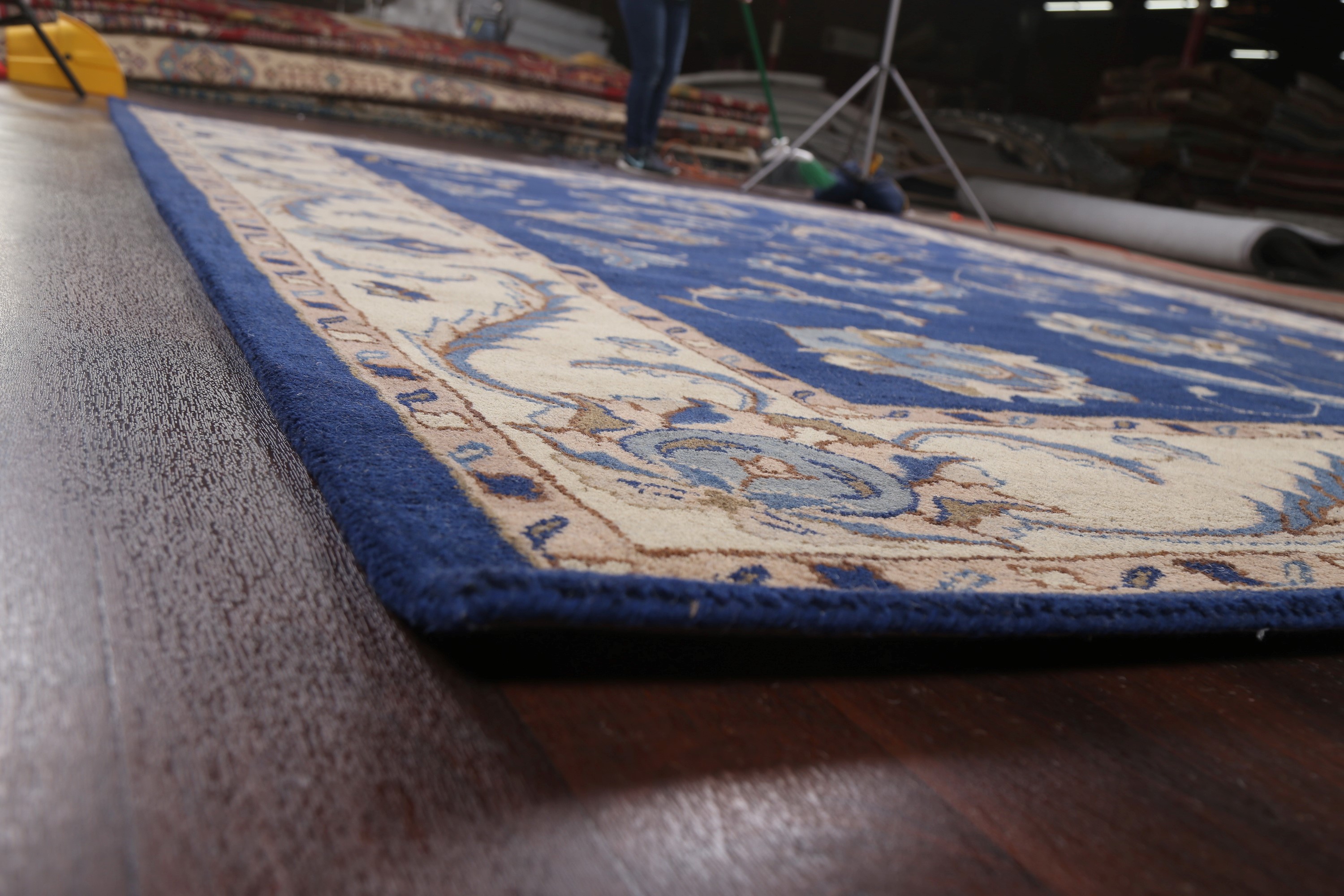 NAVY BLUE Floral Traditional Oriental Area Rug Hand-tufted Wool Carpet