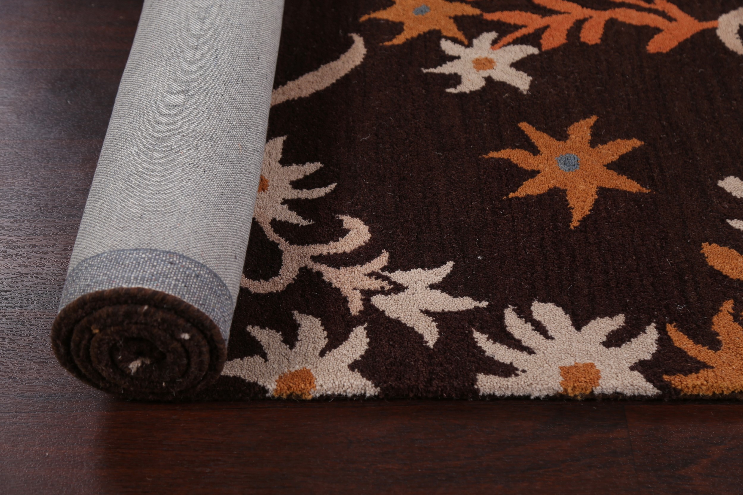 Modern Floral Oriental Dark Brown Area Rug HandTufted Wool Foyer New