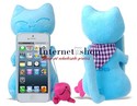 3D Plush Cat Design Plastic Case for iPhone 5 (Blu