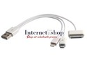 20 cm 1 to 3 Charge Cord for Apple Products (White