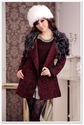 Cozy Tweed Belted Wool Blend Faux Fur Coat 2 Color