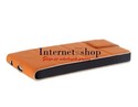 Plastic & PU Leather Flip Case for iPhone 5 (Brown